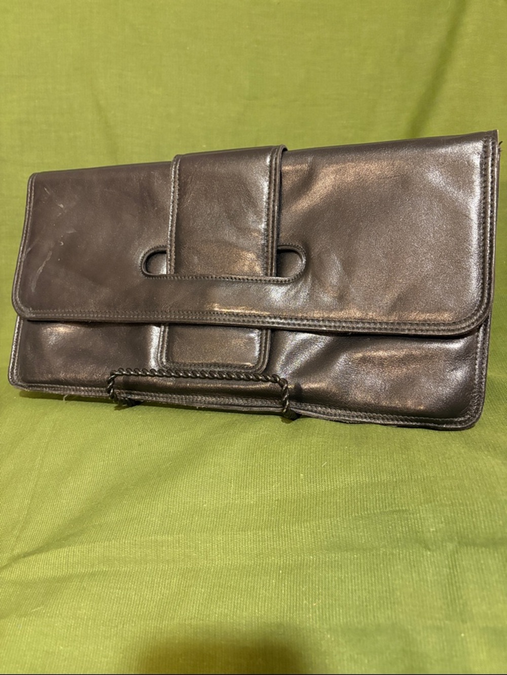 Vintage 1970’s Large Leather Clutch Amazing Condition